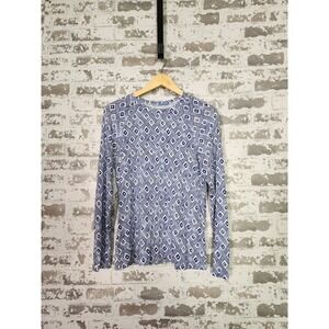 J. McLaughlin Catalina Cloth Shirt Medium Blue Geometric Nautical